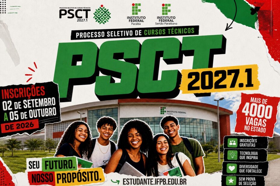 Divulgação do IFPB sobre inscrições do PSCT 2027.1